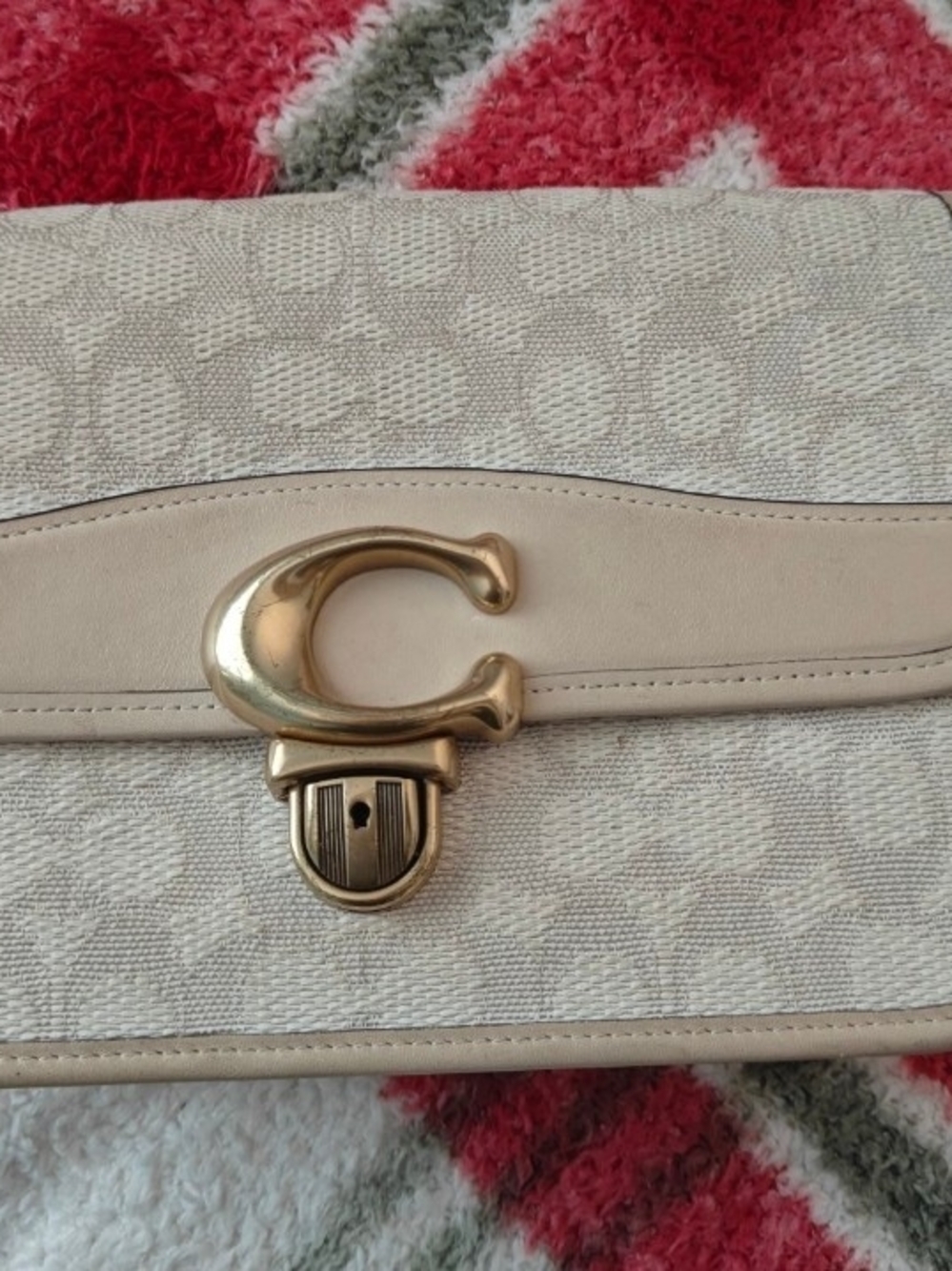Coach Cream Signature C Clasp Cross Body Bag